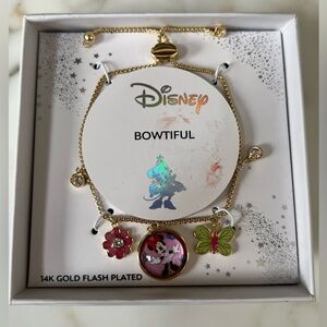 Disney 14K Gold Flash Plated Minnie Mouse Bowtiful Charm Bracelet